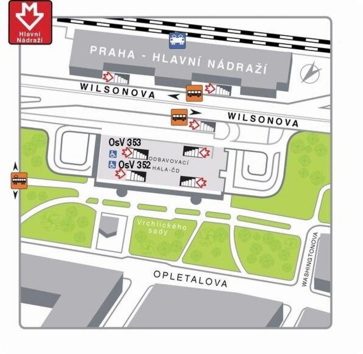Karte von Prag Hauptbahnhof