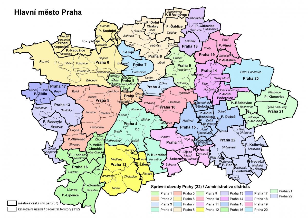 Prag Stadtplan Bezirke
