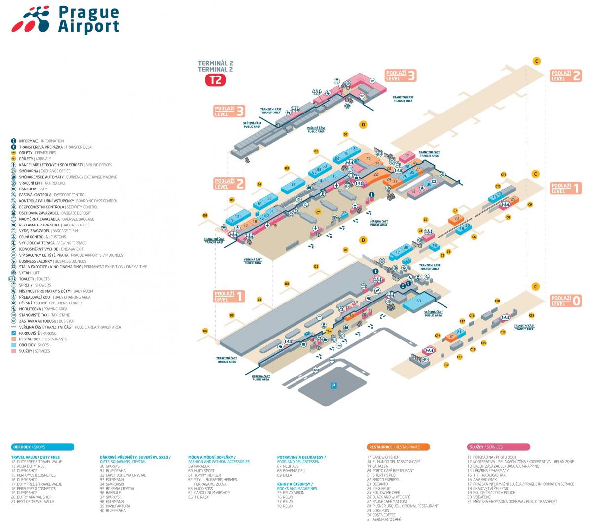 Karte von Prag Flughafen terminal 2