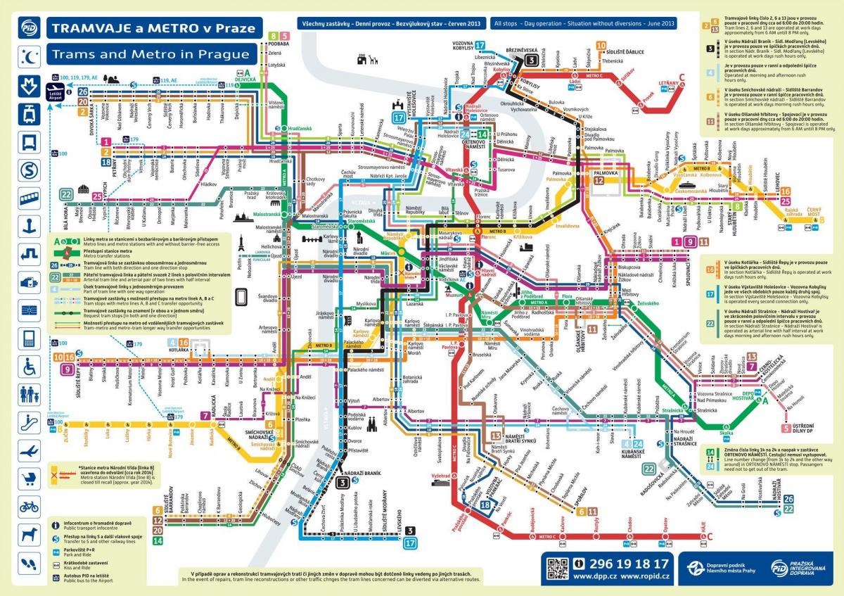 Prag öffentliche Verkehrsmittel Landkarte