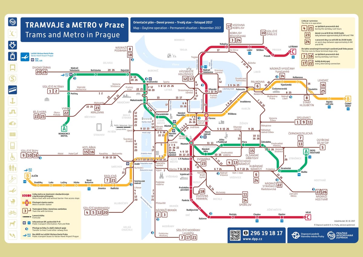 Prager Straßenbahn map Englisch